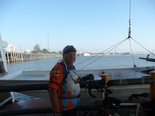 On the ferry crossing the Mississippi River from New Orleans to Algiers.